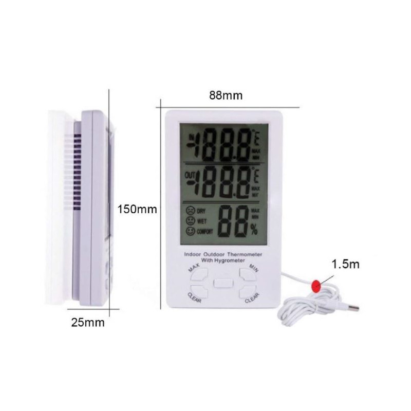 1pc Thermomètre Intérieur Extérieur Hygromètre Numérique - Temu Belgium